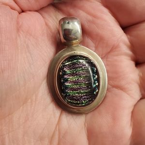 Silver dichroic pendant